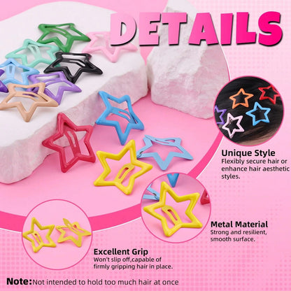 Five-Point Star Snap Hair Clip, Cute Summer BB Hair Clip, Girls Performance Styling Hair Accessory, Back To School Hair Accessory