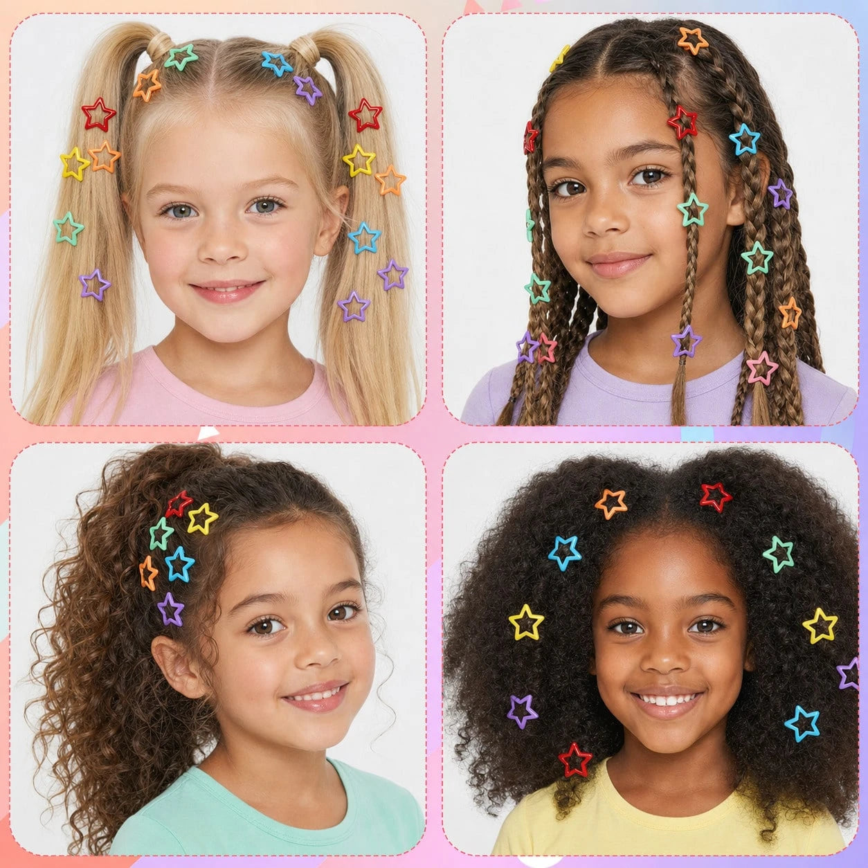 Five-Point Star Snap Hair Clip, Cute Summer BB Hair Clip, Girls Performance Styling Hair Accessory, Back To School Hair Accessory