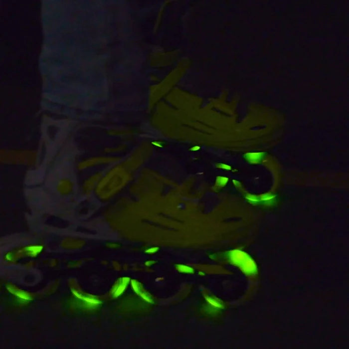 Glowing roller skates in the dark