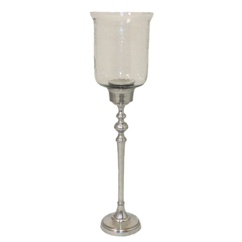 Floor Standing 25" Hurricane Pillar Candle Holder with Clear Glass Top