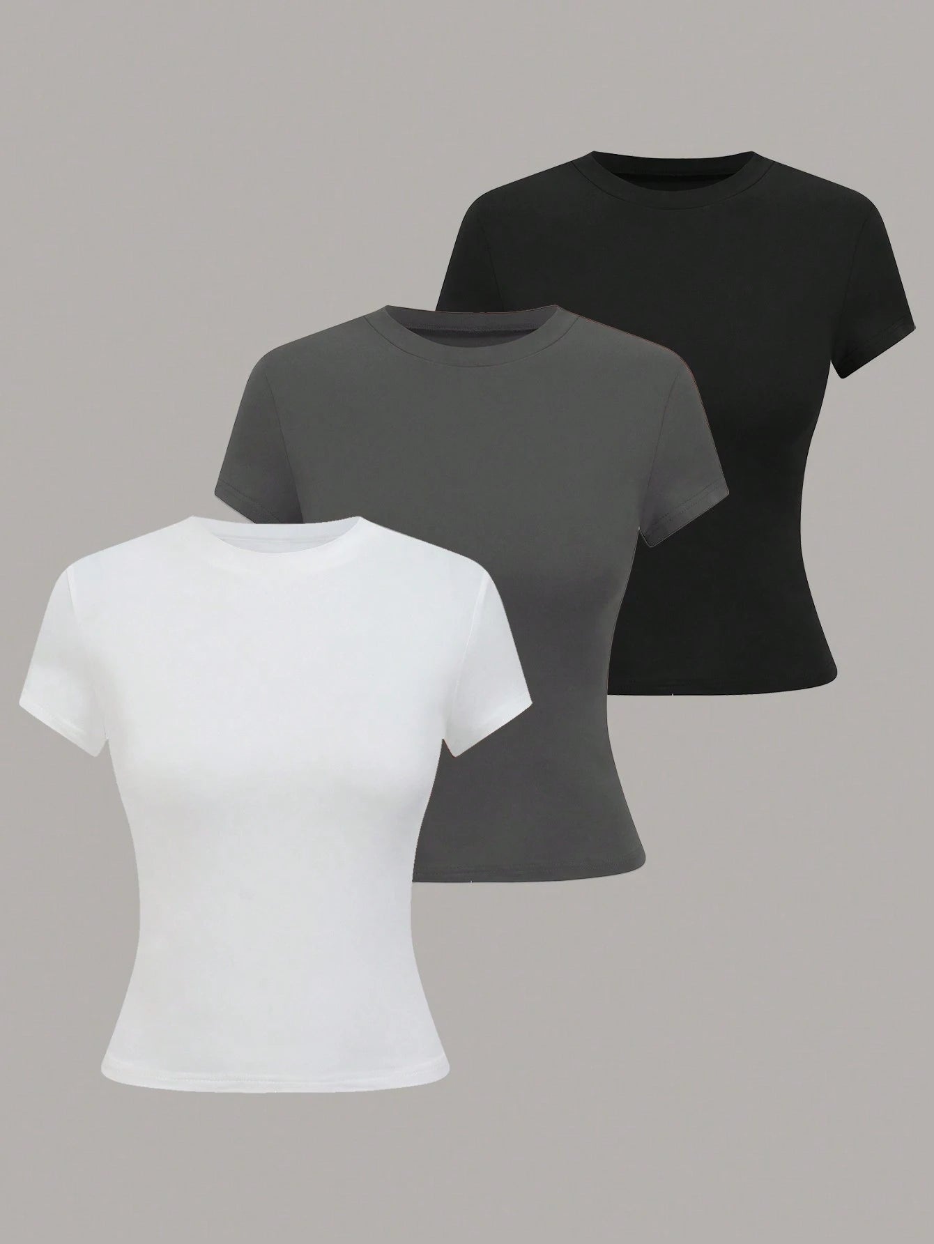 Flora Isola Flora Isola Women's Solid Color Round Neck Short Sleeve Casual Versatile T-Shirt