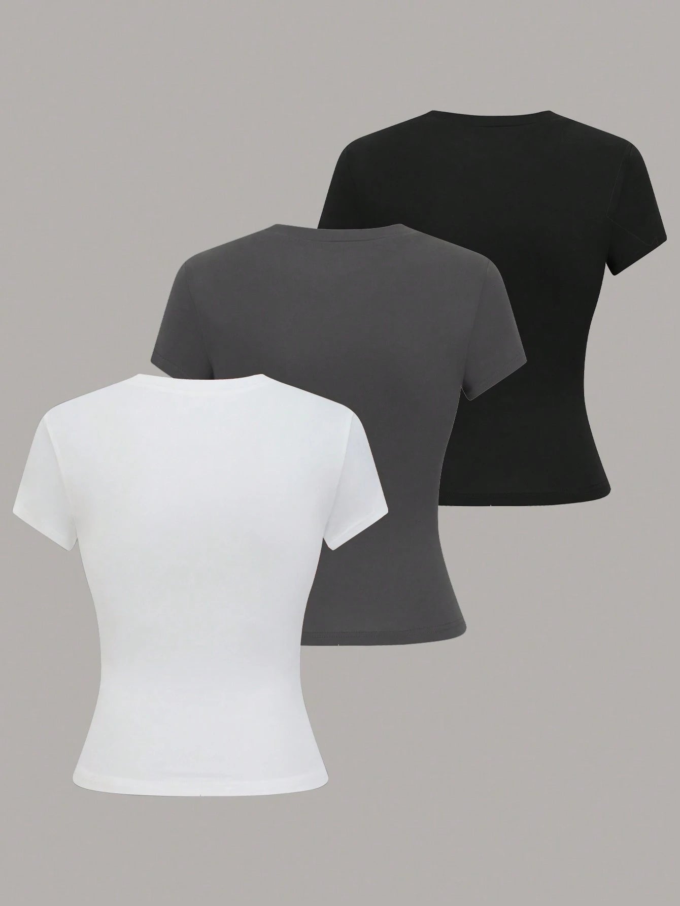 Flora Isola Flora Isola Women's Solid Color Round Neck Short Sleeve Casual Versatile T-Shirt