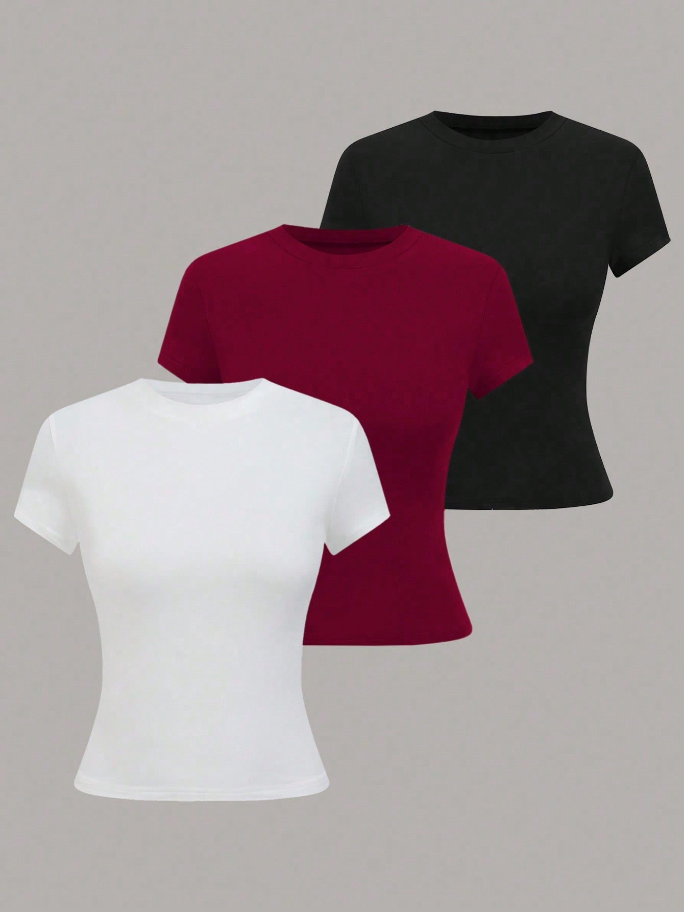 Flora Isola Flora Isola Women's Solid Color Round Neck Short Sleeve Casual Versatile T-Shirt