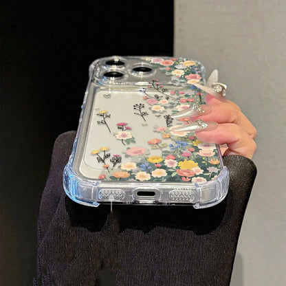 Floral Daisy Elements Reinforced Corners Transparent Anti-Fall Phone Case, Minimalist Spring Style Soft Case, Compatible With 15/15 Pro/15 Plus/15 Pro Max/16/16 Pro/16 Pro Max/17/17 Pro/17 Pro Max, An