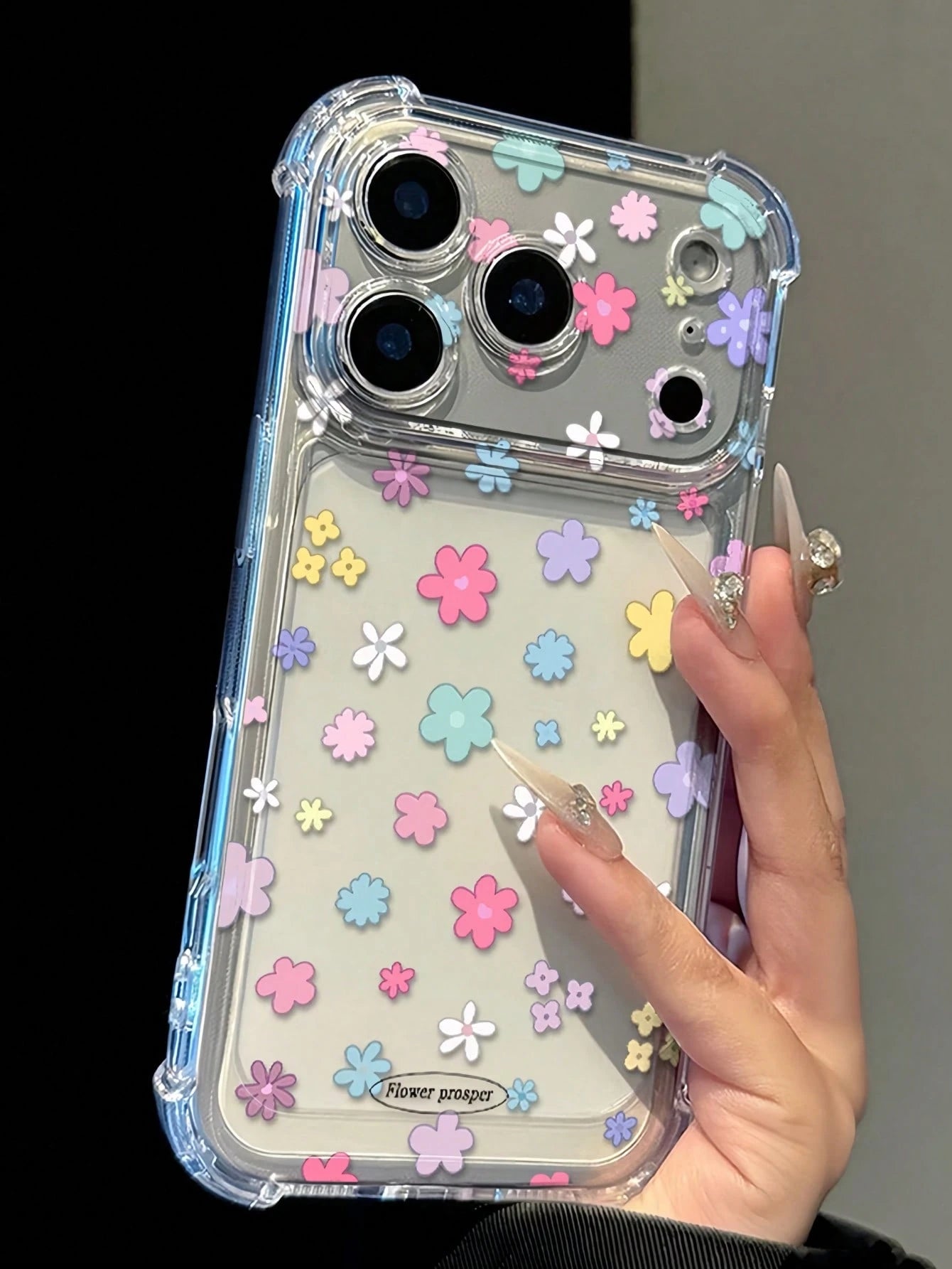 Floral Daisy Elements Reinforced Corners Transparent Anti-Fall Phone Case, Minimalist Spring Style Soft Case, Compatible With 15/15 Pro/15 Plus/15 Pro Max/16/16 Pro/16 Pro Max/17/17 Pro/17 Pro Max, An