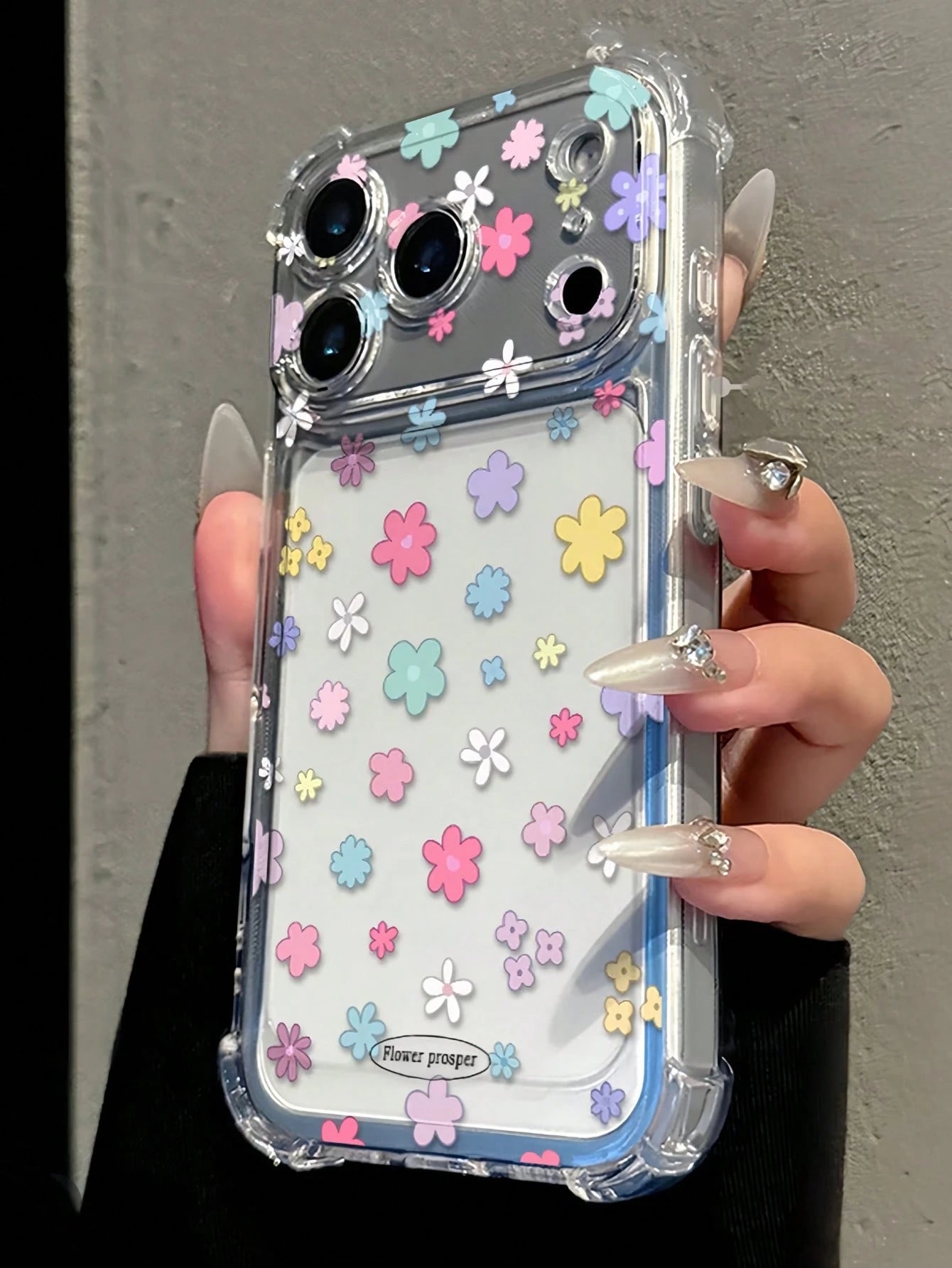 Floral Daisy Elements Reinforced Corners Transparent Anti-Fall Phone Case, Minimalist Spring Style Soft Case, Compatible With 15/15 Pro/15 Plus/15 Pro Max/16/16 Pro/16 Pro Max/17/17 Pro/17 Pro Max, An