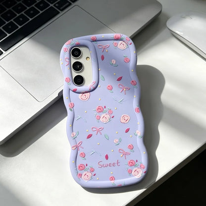 Flower 1pc Cartoon Floral Pattern Colorful Daisy Minimalist Elegant Phone Case, Macaron Color Full Coverage Shockproof Soft Silicone Wavy Design, Suitable For Android/ Phones