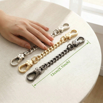 Flower Bag Strap Extender Chain, Rotatable Flower Clasps For DIY Bag Charms Women's Keychain