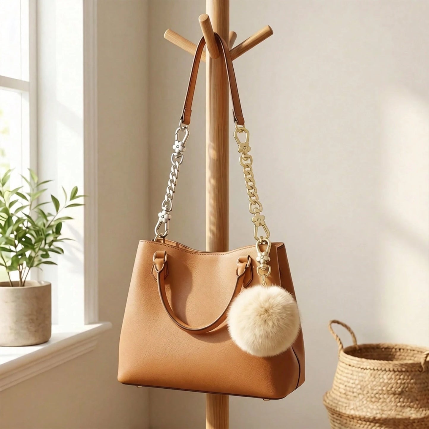 Flower Bag Strap Extender Chain, Rotatable Flower Clasps For DIY Bag Charms Women's Keychain