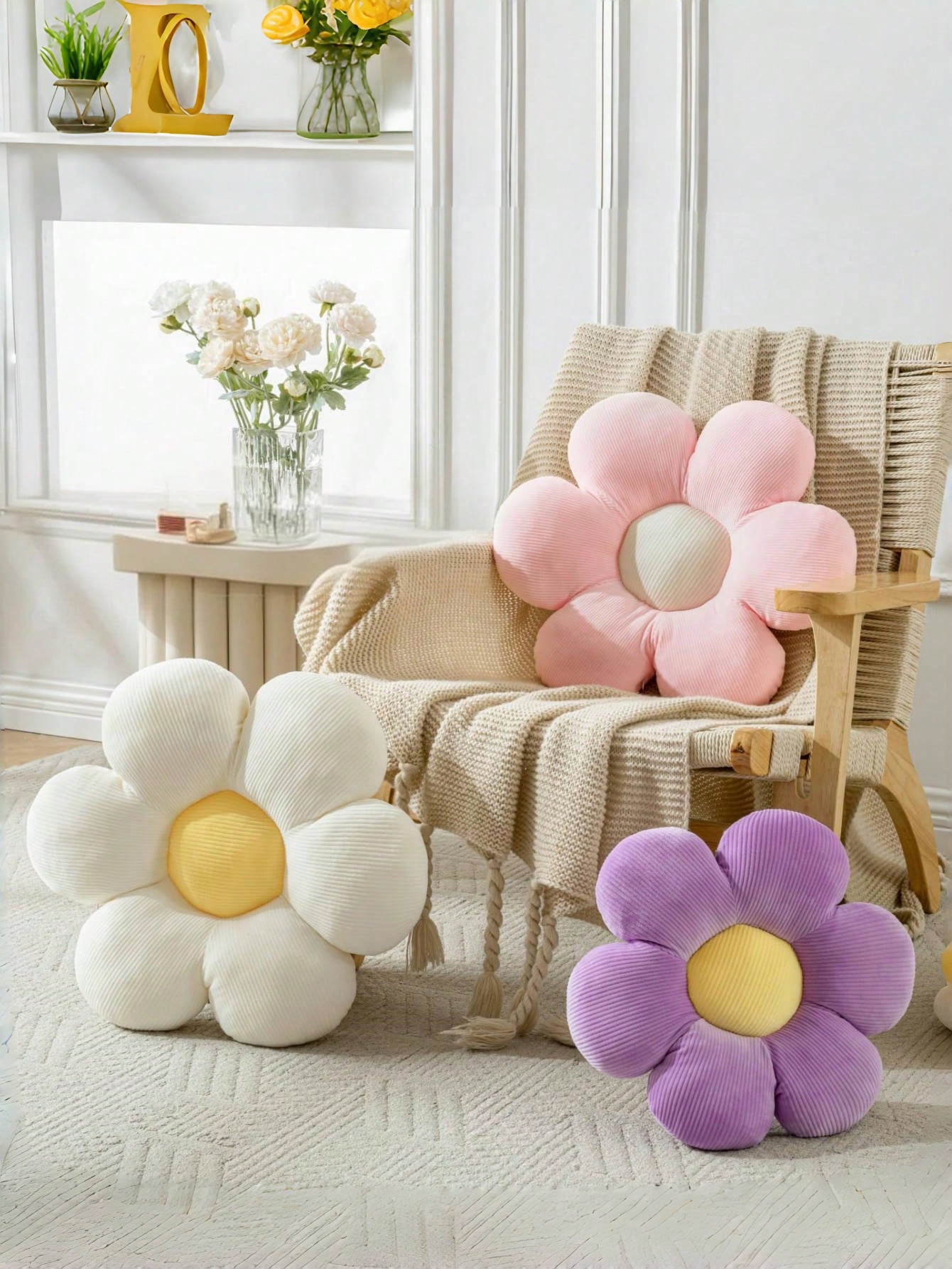 Flower Shaped Throw Pillow, 6-Petals Floral Design Soft & Comfortable Decorative Cushion, Suitable For Home Decor And Outdoor Travel In Spring/Summer