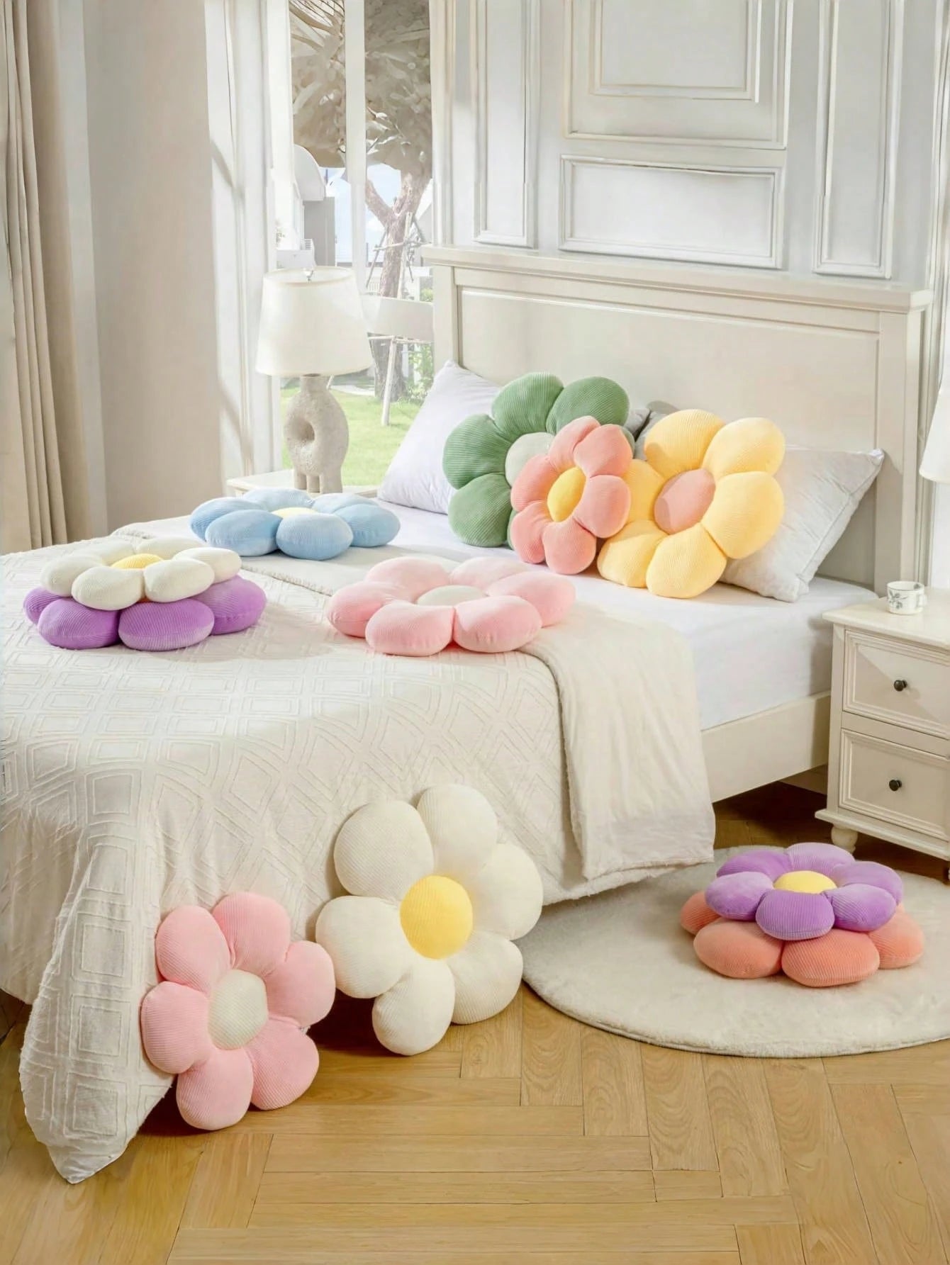 Flower Shaped Throw Pillow, 6-Petals Floral Design Soft & Comfortable Decorative Cushion, Suitable For Home Decor And Outdoor Travel In Spring/Summer