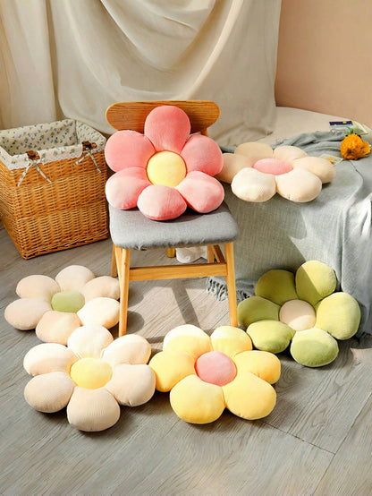 Flower Shaped Throw Pillow, 6-Petals Floral Design Soft & Comfortable Decorative Cushion, Suitable For Home Decor And Outdoor Travel In Spring/Summer