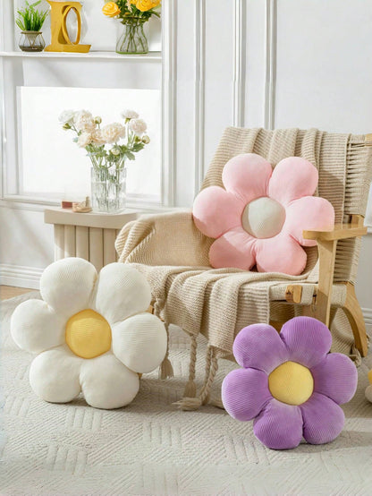 Flower Shaped Throw Pillow, 6-Petals Floral Design Soft & Comfortable Decorative Cushion, Suitable For Home Decor And Outdoor Travel In Spring/Summer