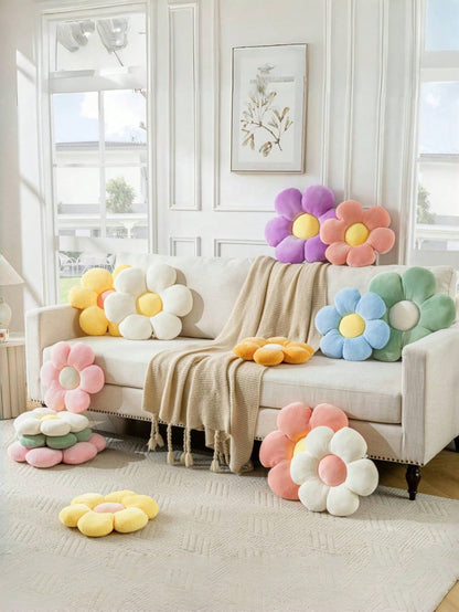 Flower Shaped Throw Pillow, 6-Petals Floral Design Soft & Comfortable Decorative Cushion, Suitable For Home Decor And Outdoor Travel In Spring/Summer