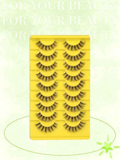 Fluffy Eyelashes Wispy Volume Cat Eye Lashes False Eyelashes Wispy Faux Mink Lashes Fluffy Fake Eyelashes Natural Look 9 Pairs Pack For Every Occations