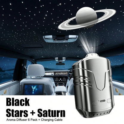 FLYANT 2 In 1 Car Aroma Star Lamp With Car Air Diffuser, Dynamic Light Show With Star Top Mode, 6 Scents Ceiling Ambient Light, Auto On/Off Car Star Projector, Car Interior Accessories, Suitable For M
