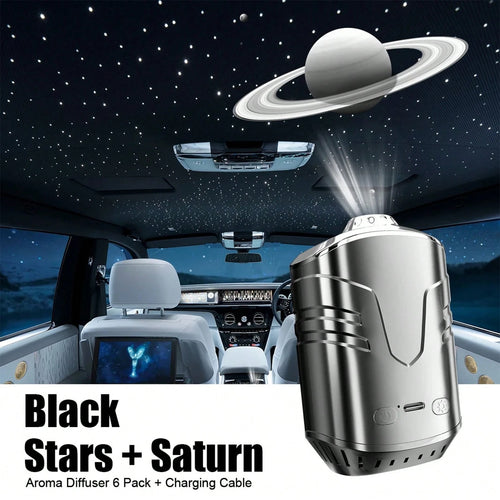 FLYANT 2 In 1 Car Aroma Star Lamp With Car Air Diffuser, Dynamic Light Show With Star Top Mode, 6 Scents Ceiling Ambient Light, Auto On/Off Car Star Projector, Car Interior Accessories, Suitable For M