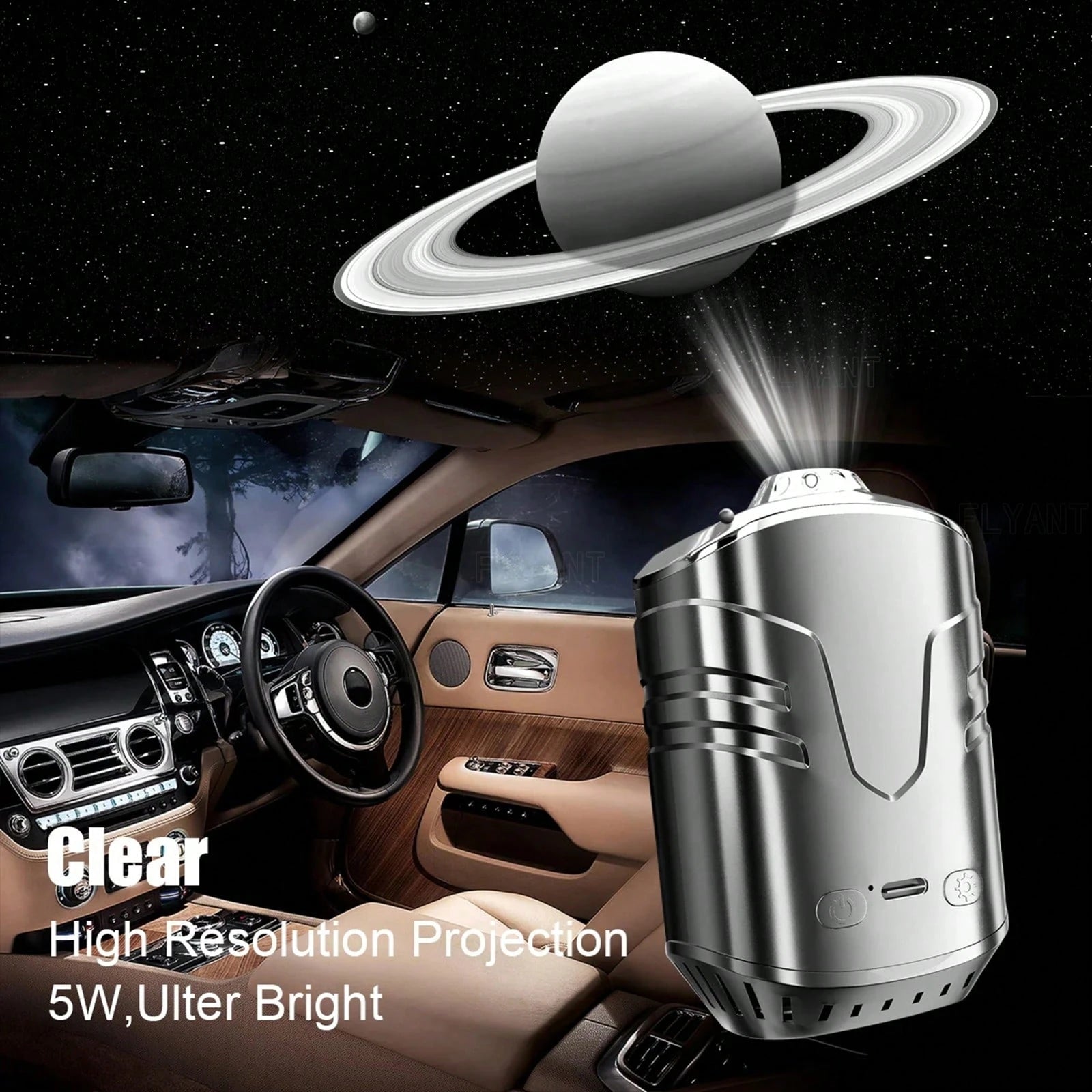 FLYANT 2 In 1 Car Aroma Star Lamp With Car Air Diffuser, Dynamic Light Show With Star Top Mode, 6 Scents Ceiling Ambient Light, Auto On/Off Car Star Projector, Car Interior Accessories, Suitable For M