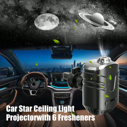 FLYANT 2 In 1 Car Aroma Star Lamp With Car Air Diffuser, Dynamic Light Show With Star Top Mode, 6 Scents Ceiling Ambient Light, Auto On/Off Car Star Projector, Car Interior Accessories, Suitable For M