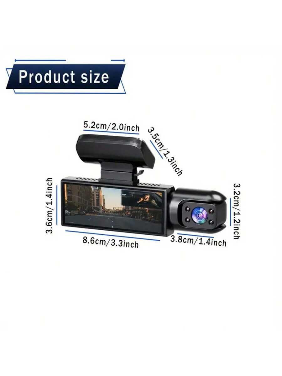 FLYANT Driving Recorder With 1080 High-Definition Front And Rear, 4.4-Inch IPS Screen For Loop Recording, Dual Driving Recorder With 32GB SD Card, Super Night Vision, 24-Hour Parking Monitoring, Super