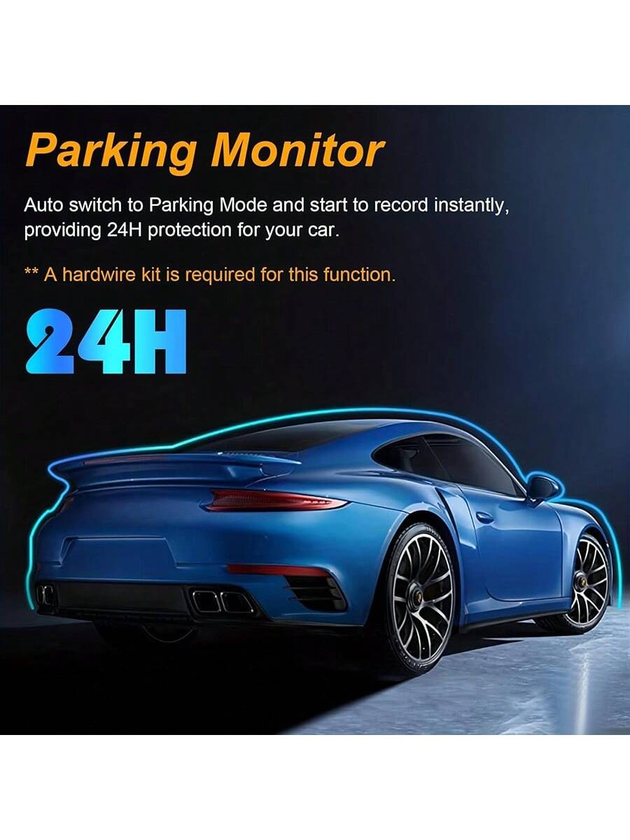 FLYANT Driving Recorder With 1080 High-Definition Front And Rear, 4.4-Inch IPS Screen For Loop Recording, Dual Driving Recorder With 32GB SD Card, Super Night Vision, 24-Hour Parking Monitoring, Super