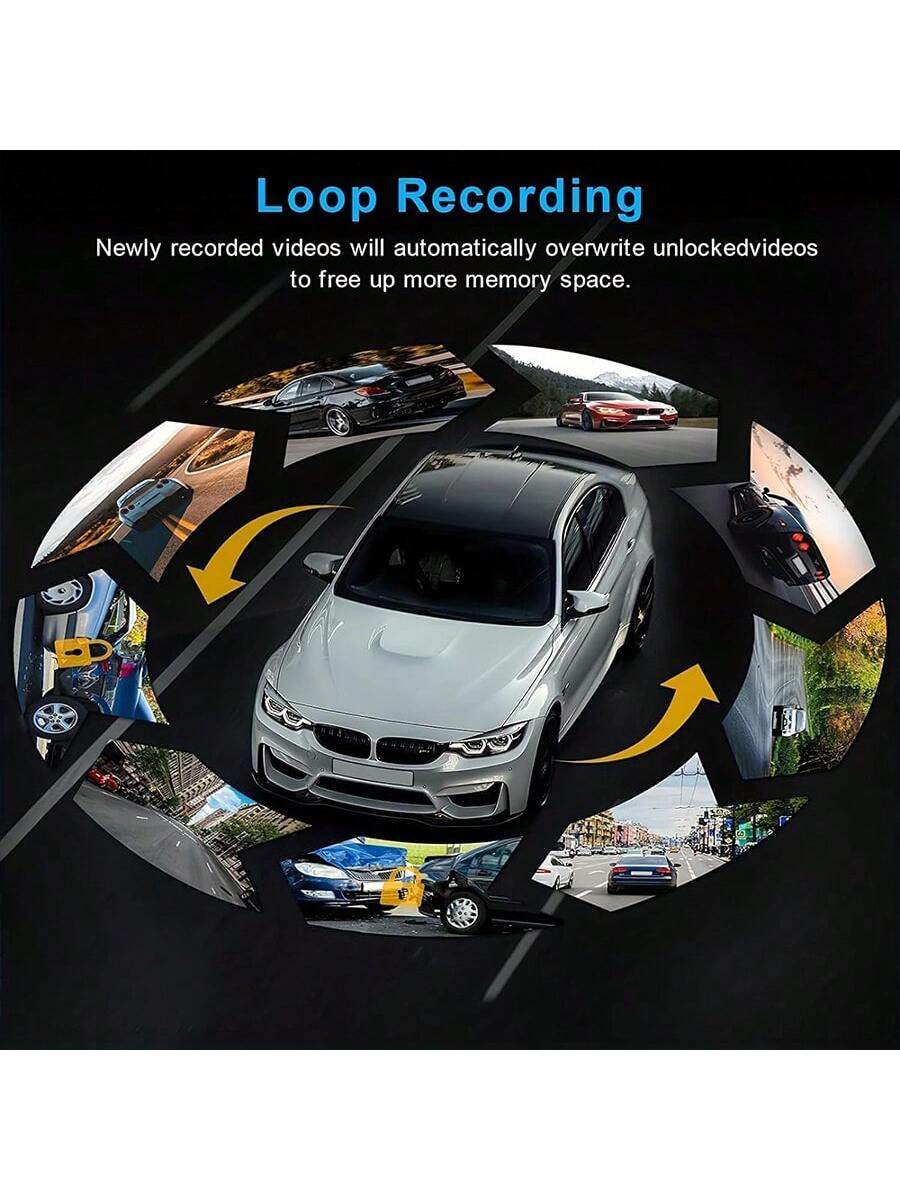 FLYANT Driving Recorder With 1080 High-Definition Front And Rear, 4.4-Inch IPS Screen For Loop Recording, Dual Driving Recorder With 32GB SD Card, Super Night Vision, 24-Hour Parking Monitoring, Super