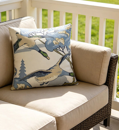 Flying Ducks Blue Neutral Cream Luxury Cushion Cover Pillow Cover