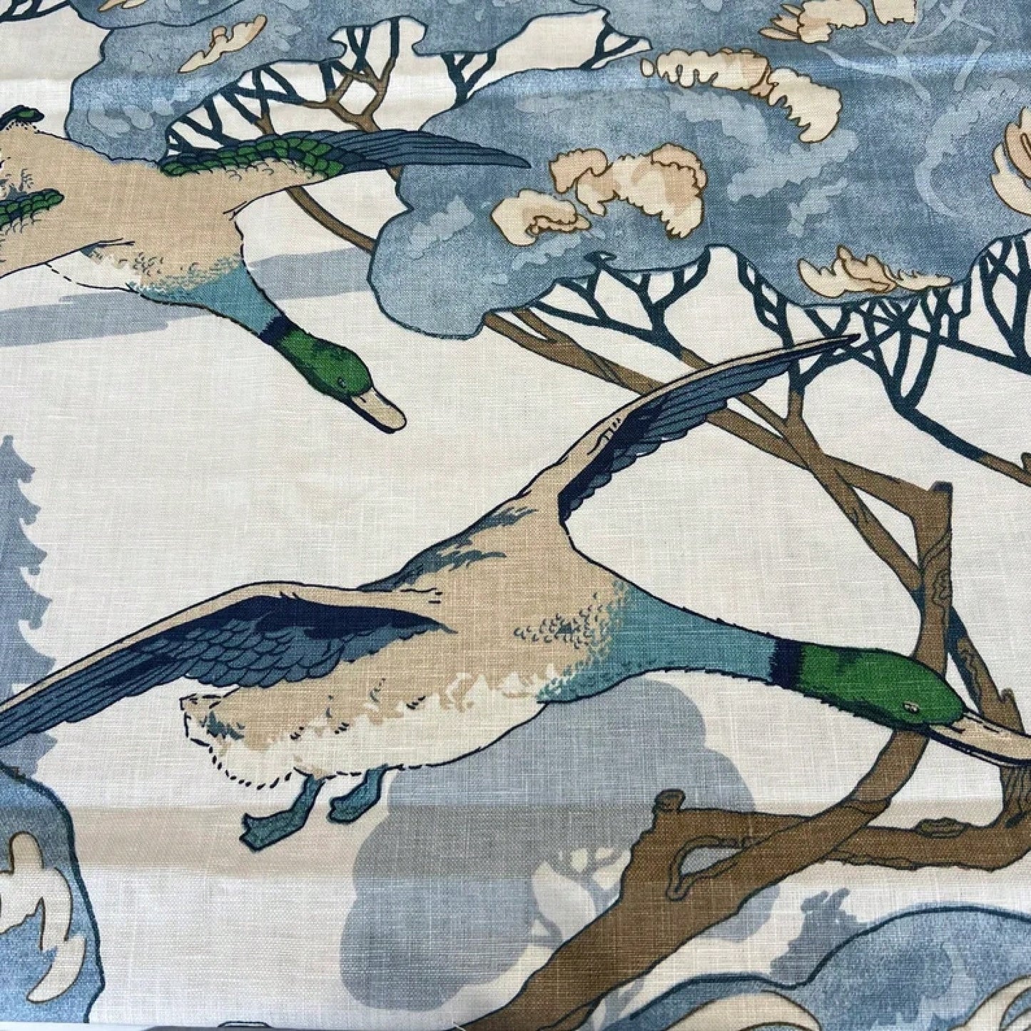 Flying Ducks Blue Neutral Cream Luxury Cushion Cover Pillow Cover
