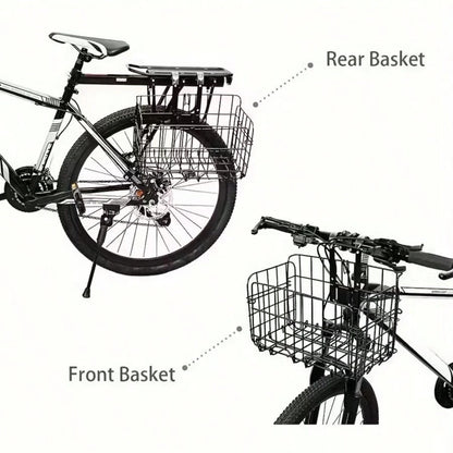 Foldable Bike Basket With Large Capacity, Adjustable Front Rear Hanging Storage Basket For Bicycle, Christmas Valentine Gift For Cyclists-33.5*20*23cm
