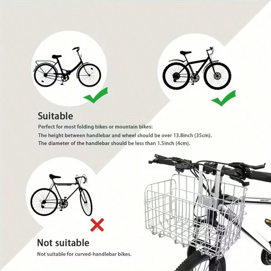 Foldable Bike Basket With Large Capacity, Adjustable Front Rear Hanging Storage Basket For Bicycle, Christmas Valentine Gift For Cyclists-33.5*20*23cm