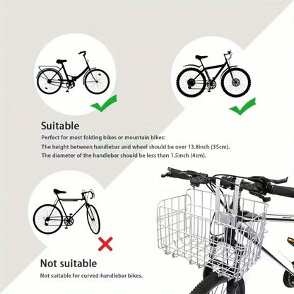 Foldable Bike Basket With Large Capacity, Adjustable Front Rear Hanging Storage Basket For Bicycle, Christmas Valentine Gift For Cyclists-33.5*20*23cm