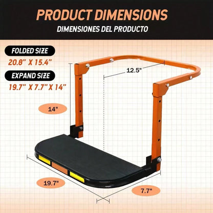 Foldable Tire Step With Anti-Slip Feature- A Key Component For Maintaining Trucks, SUVs, And Trailers- Height Adjustable And Capable Of Supporting Up To 400 Pounds- Portable And Foldable Design, Tire