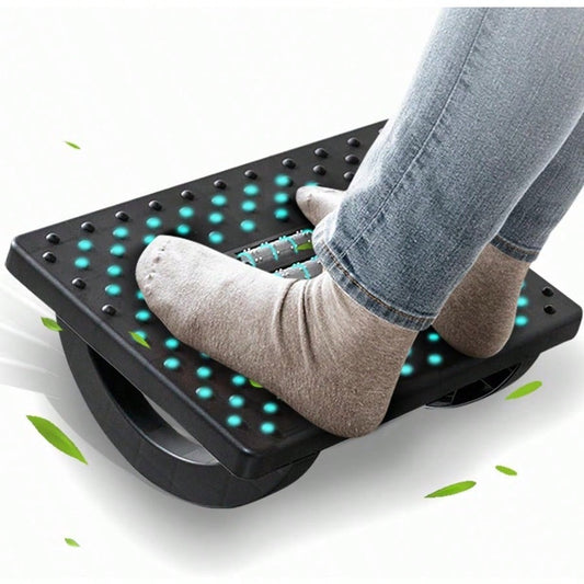 Foot Rest For Under Desk At Work- Ergonomic Foot Stools For Under Office Desk- Rocking Footrest With Roller Massager- Leg Rest For Chair, Computer Gaming- Promote Leg Circulation