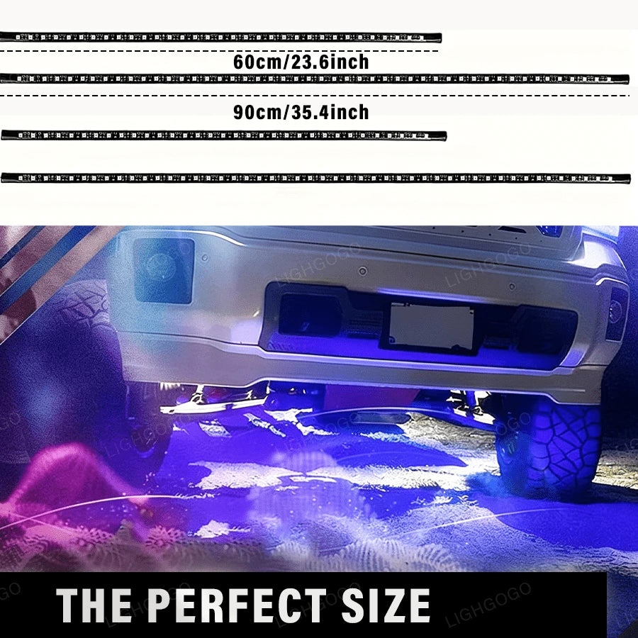 Four-In-One Car Bottom Decorative Atmosphere Light, Wireless Remote Control/APP Control, Music Synchronization Mode, Suitable For Installation On Most Car Models, Car Neon Exterior Accessories, Multip