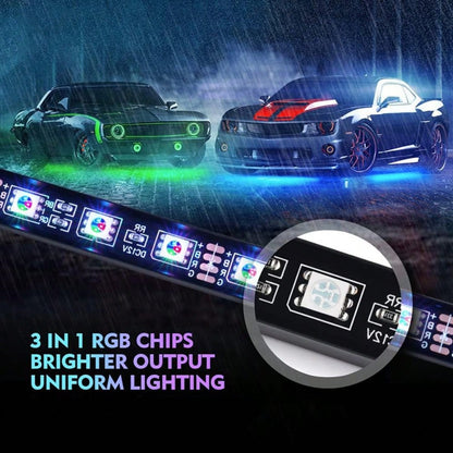 Four-In-One Car Bottom Decorative Atmosphere Light, Wireless Remote Control/APP Control, Music Synchronization Mode, Suitable For Installation On Most Car Models, Car Neon Exterior Accessories, Multip