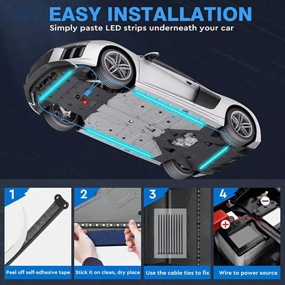Four-In-One Car Bottom Decorative Atmosphere Light, Wireless Remote Control/APP Control, Music Synchronization Mode, Suitable For Installation On Most Car Models, Car Neon Exterior Accessories, Multip