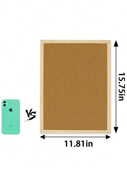 Framed Cork Board, Oak Wood Frame, Decorative Hanging Bulletin Board, Suitable For Office And Home Decor, Can Be Used As Family/School Message Board Or Vision Board (Random Pin Colors), School Supplie