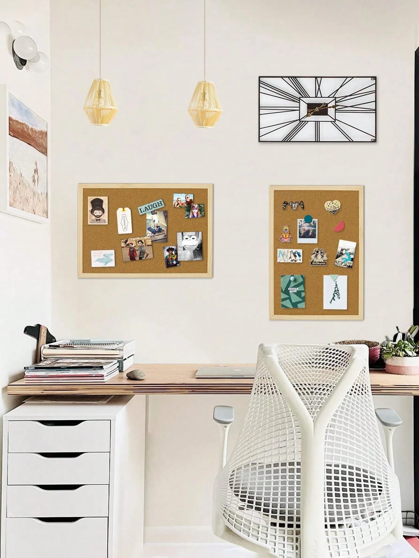 Framed Cork Board, Oak Wood Frame, Decorative Hanging Bulletin Board, Suitable For Office And Home Decor, Can Be Used As Family/School Message Board Or Vision Board (Random Pin Colors), School Supplie