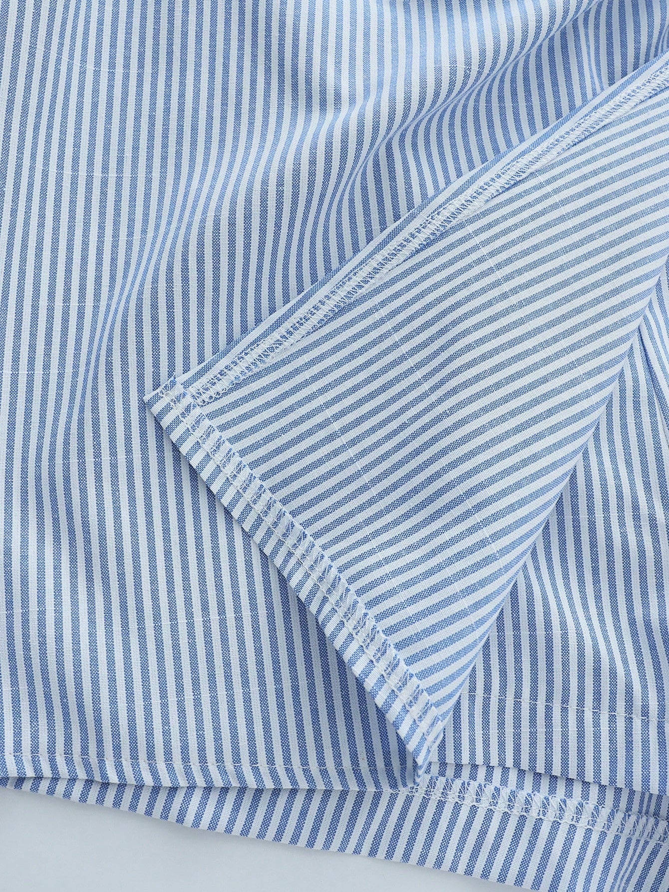Franclia Blue And White Vertical Striped Knot Metal Buckle High Waist Skirt Shorts Women's Design Asymmetrical Wrap Striped Suit Shorts French Metal Buckle Decor High Waist A-Line Striped Skirt