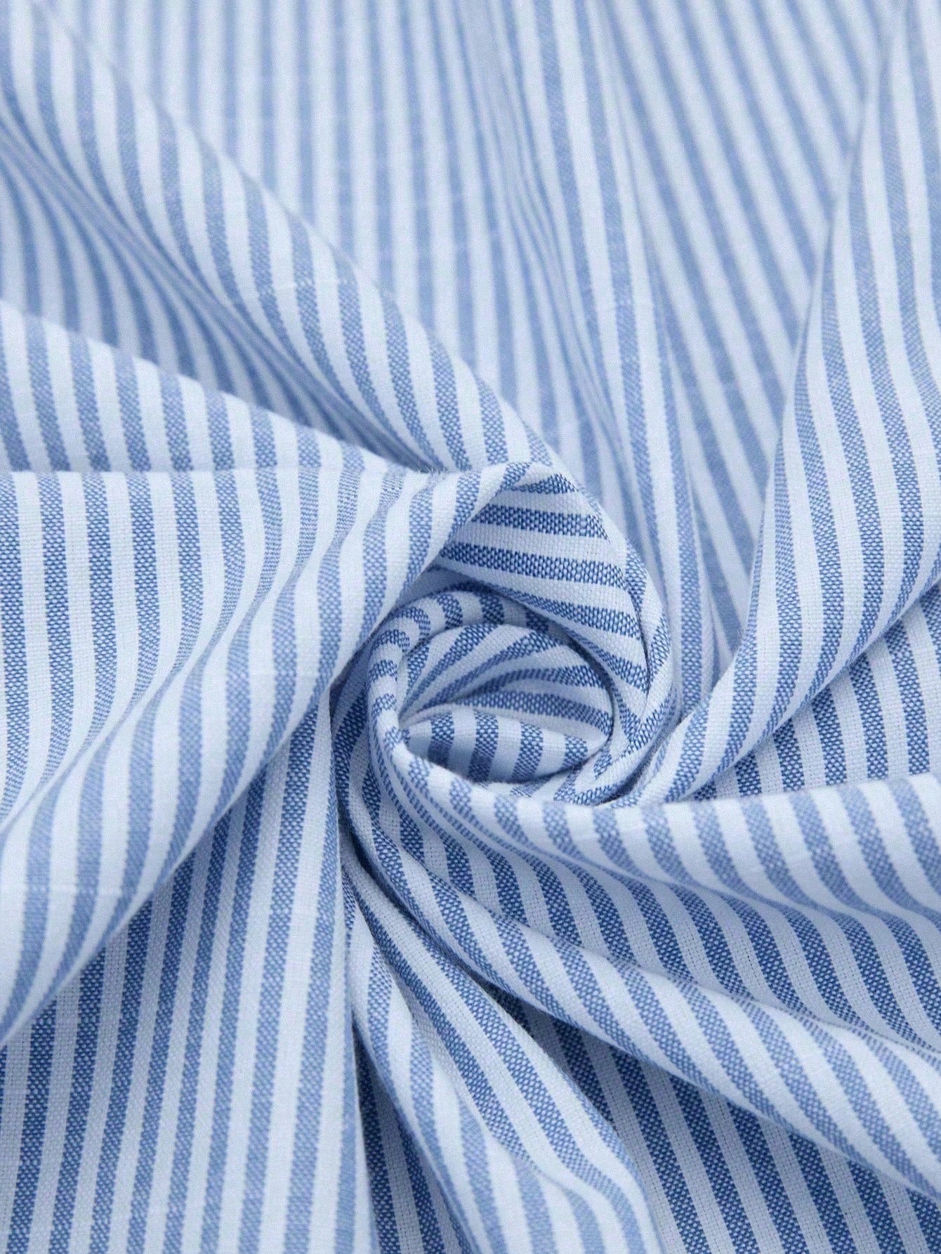 Franclia Blue And White Vertical Striped Knot Metal Buckle High Waist Skirt Shorts Women's Design Asymmetrical Wrap Striped Suit Shorts French Metal Buckle Decor High Waist A-Line Striped Skirt