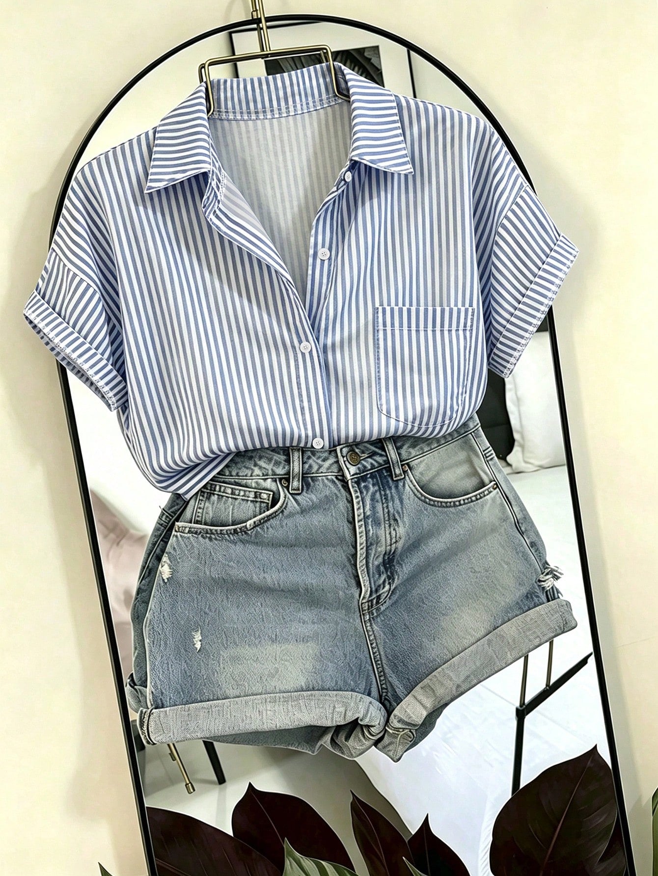 Franclia Elegant Leopard Print Asymmetrical Hem Casual Vacation & Commute Women Shirt