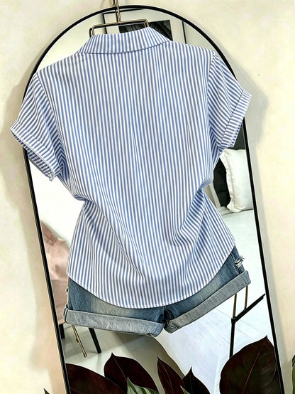 Franclia Elegant Leopard Print Asymmetrical Hem Casual Vacation & Commute Women Shirt