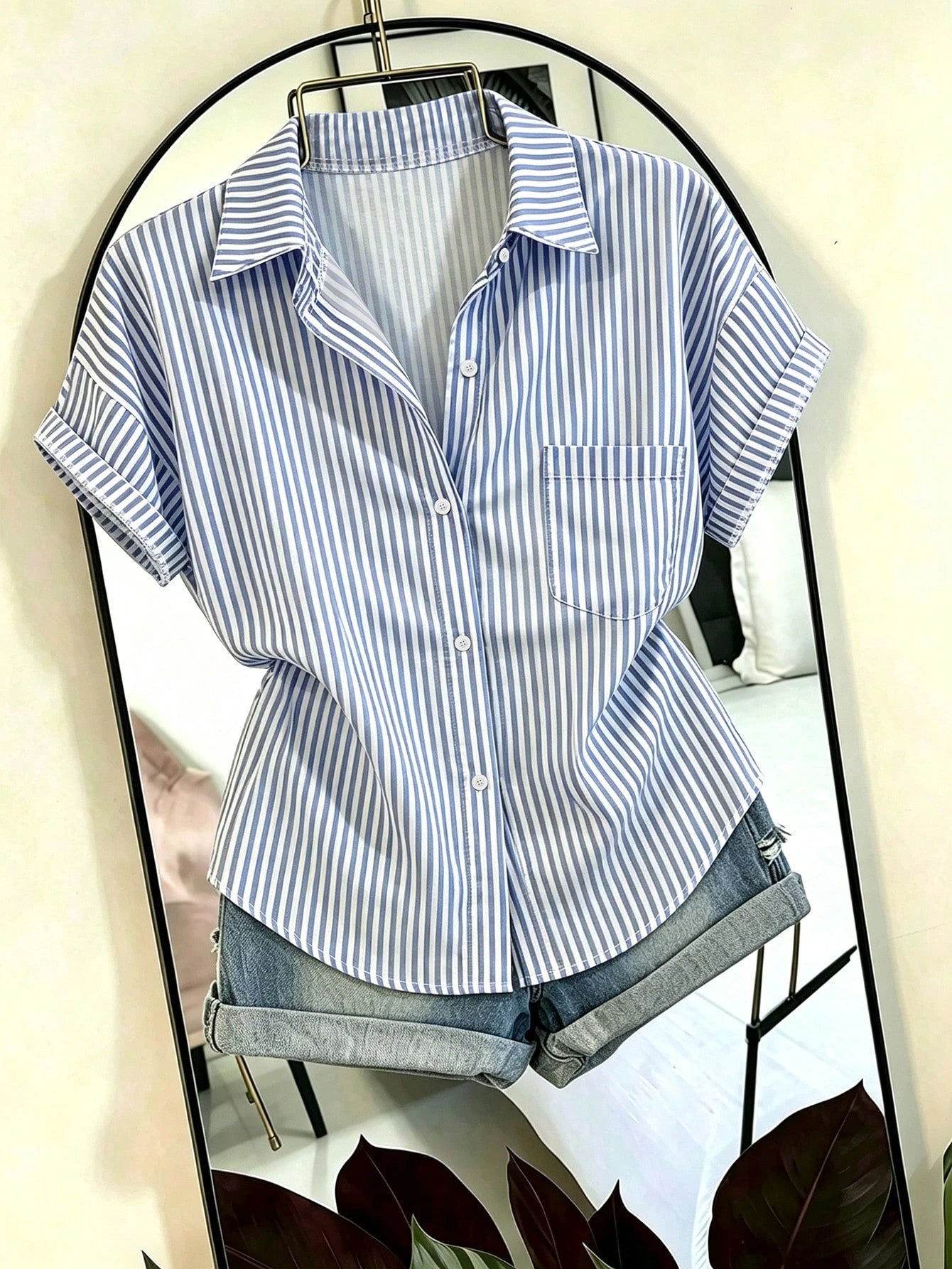 Franclia Elegant Leopard Print Asymmetrical Hem Casual Vacation & Commute Women Shirt