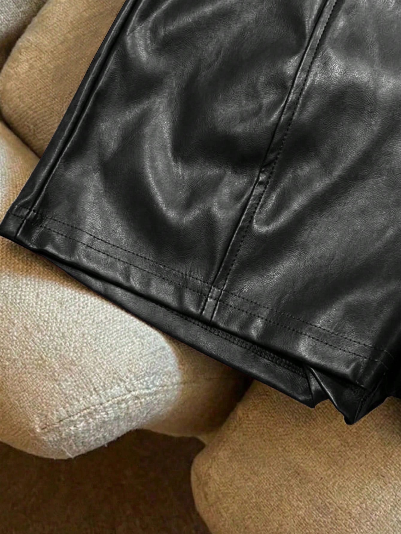 Franclia Fashionable Refined PU Leather Cinched Waist Women Shorts