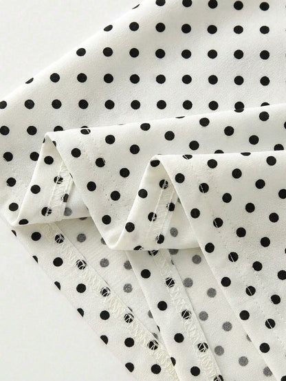 Franclia Women's White Fabric Short Skort With Asymmetrical Polka Dot Design Perfect For Parties
