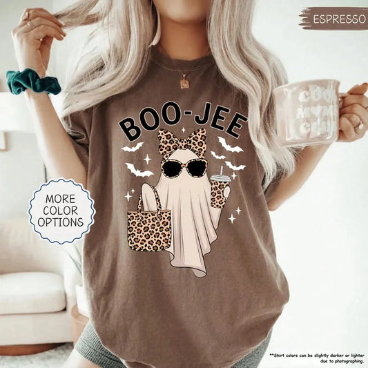 Free Shipping ® Boo-Jee Ghost Shirt, Leopard Ghost Tee, Ghost Coffee Shirt, Funny Fall Shirt, Ghost Tee, Girly Halloween Gift, Boojee S
