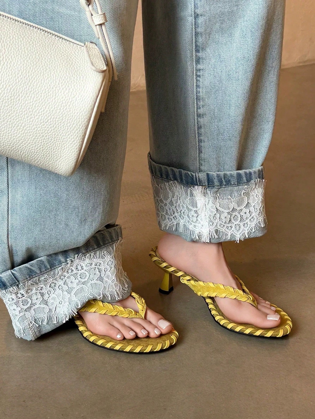 French Square Toe Open Toe Thong High Heel Stilettos Sandals Summer New Kitten Heel Stiletto Heel Flip Flop Sandals,Flip Flops