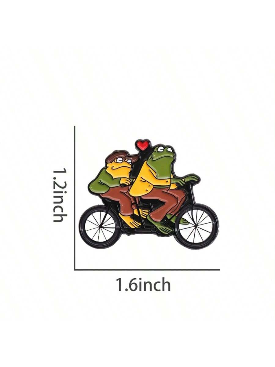 Frog Bicycle Love: Fun And Romantic Brooch That Highlights Your Unique Personalized Halloween Pin For Clothes Bag Charm Backpack For School Kpop Teacher Supplies Bag Charms Cute Office Accessories Shi