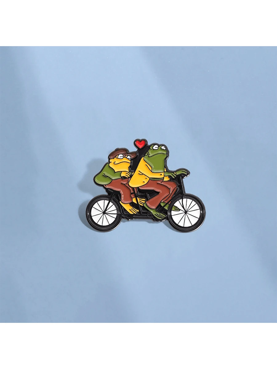 Frog Bicycle Love: Fun And Romantic Brooch That Highlights Your Unique Personalized Halloween Pin For Clothes Bag Charm Backpack For School Kpop Teacher Supplies Bag Charms Cute Office Accessories Shi