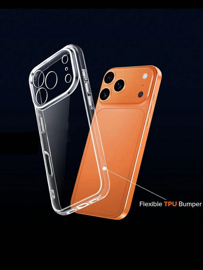 Full Coverage Integrated Transparent Thick Anti-Drop Lens Protection Basic Phone Case Compatible With 17/17 Air/17 Pro/17 Pro Max/16 Pro Max/16/16 Pro/16 Plus/16E/15/15 Plus/15 Pro/15 Pro Max/14/14 Pl